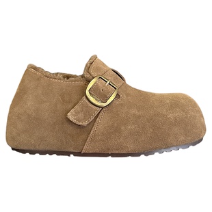 质量好的闭眼冲+日系甜酷冬季加绒牛皮内增高厚底勃肯鞋女鞋棉鞋