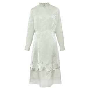 粉蓝衣橱新中式复古缎面礼服连衣裙女2025早秋新款轻奢改良旗袍裙