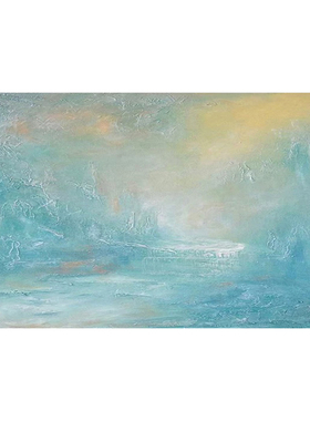 HLF.手绘大芬村油画《流水生财》肌理感挂画轻奢客厅玄关装饰画