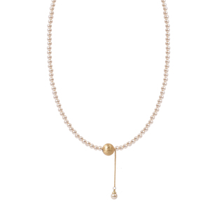 施家正品珍珠项链拉丝小银球颈链女2025新款加长延长链锁骨链轻奢