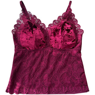 丝绒带胸垫蕾丝吊带背心美背文胸一体内衣女打底秋冬西装内搭上衣