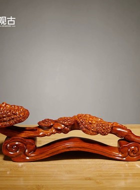 花梨木雕刻灵芝如意摆件红木工艺品家居客厅玄关装饰开业乔迁礼品