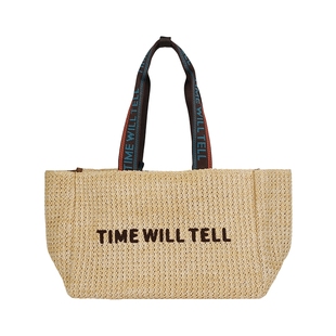 趁早有态度草编托特包沙滩假日编织作家包慵懒度假风单肩斜挎包包