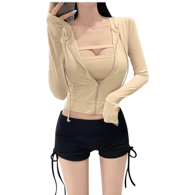 连帽外套抹胸背心两件高级感