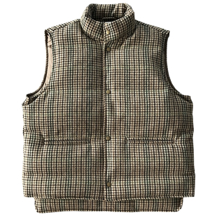 纽约高端A1D英格兰羊毛细格高蓬90鹅绒马甲羽绒男女背心秋冬