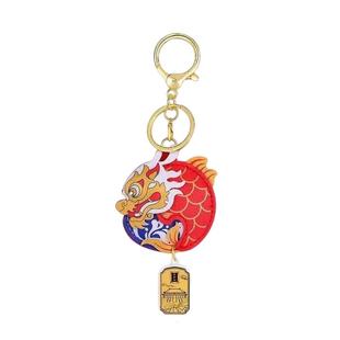 鱼跃龙门卡通足金挂件黄金故宫龙年钥匙扣学生伴手礼品