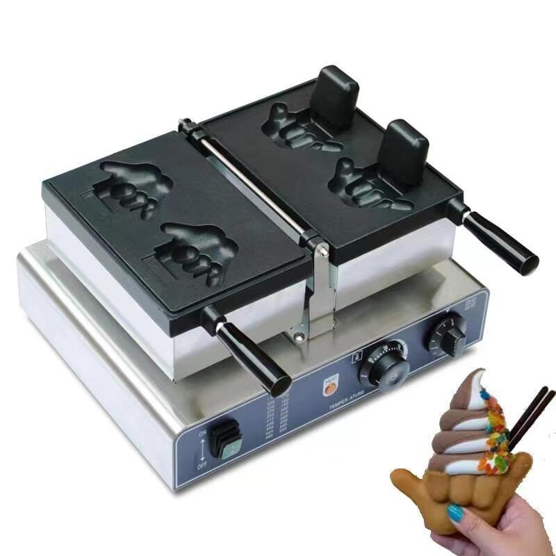 商用电热冰淇淋开口华夫饼机六六六手型开口冰淇淋机特色网红小吃