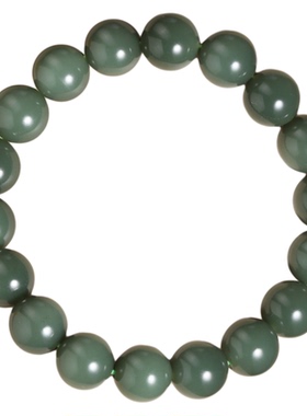 新疆和田玉沙枣青圆珠珠手串