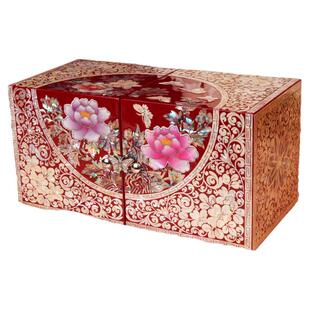 扬州漆器厂手工嵌螺对开姊妹盒新中式首饰盒结婚送女友情人节礼物