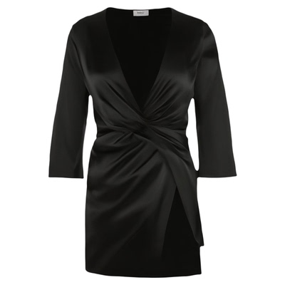 Deep V ruffled split sexy long sleeve dress