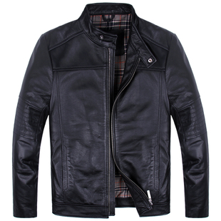硬汉百搭真皮皮衣男士头层纯牛皮立领短款皮夹克秋冬休闲单皮外套