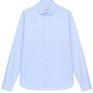 ERDOS 男装丝棉混纺衬衫春天蓝色轻薄长袖上衣商务休闲
