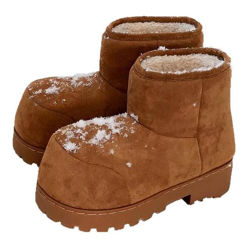 细细条 丑萌大头雪地靴女冬厚底加绒加厚东北棉靴防滑保暖棉鞋ins