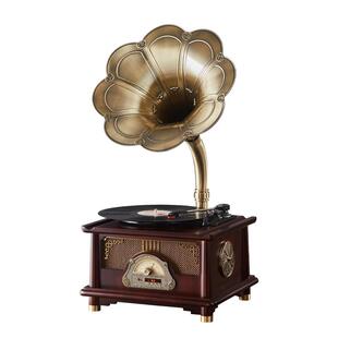 中古风留声机复古音响客厅家用新中式摆件老式蓝牙音箱黑胶唱片机