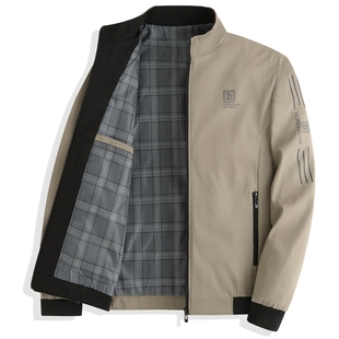 春秋季爸爸装夹克衫中年男士秋装外套中老年人商务休闲父亲上衣服