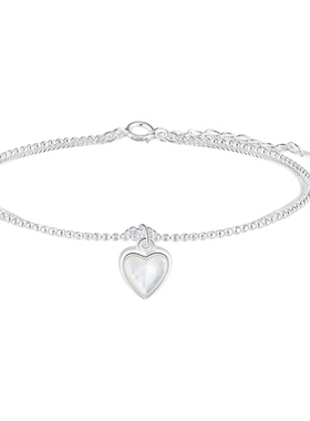 阿吉豆手饰银色爱心手链女款手串