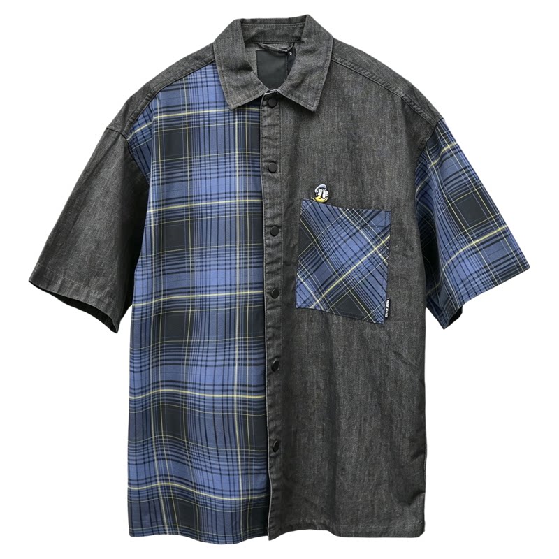 ABLEJEANS格子宽松短袖衬衫男