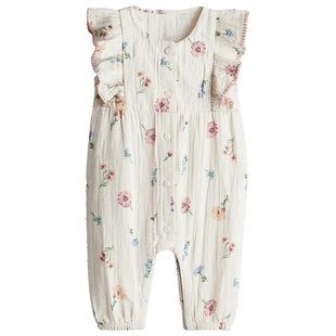 HM童装女婴夏季褶边棉细布连体衣1281633