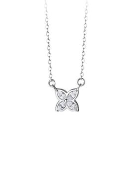 s925纯银韩版锆石四叶草项链女时尚镶钻轻奢冷淡风设计锁骨链小众