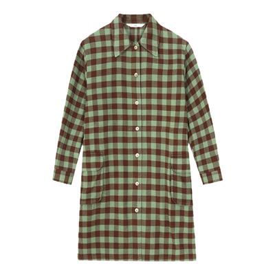 MIIWII/末·未咖绿格绒连衣裙