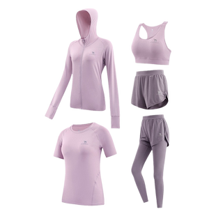 骆驼瑜伽服套装女款夏季季防晒休闲跑步运动服时尚修身健身五件套