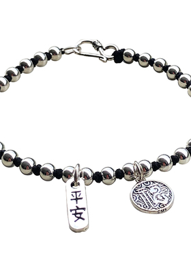 编织手链原创设计纯银珠女红绳