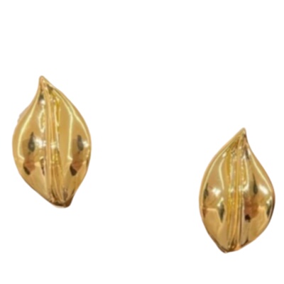金色立体树叶耳扣2024新款爆款精致耳环高级感冷淡风气质耳钉耳饰