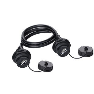 凌科USB2.0防水插头插座面板安装双网口公母座工业可延长连接线