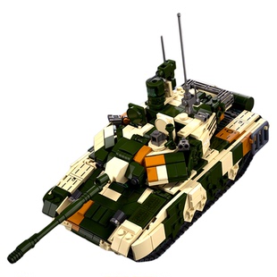 小鲁班积木现代军事系列拼装履带式坦克t90模型直升飞机玩具战车