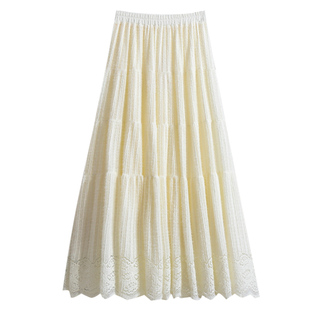 冬天巨好看的磨毛蕾丝半身裙女秋冬2025新款垂坠感A字长款裙子