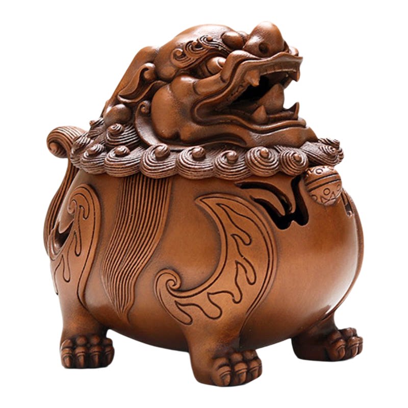 铜聚德纯紫铜瑞兽朝天吼香薰炉