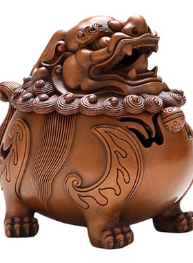 铜聚德纯紫铜瑞兽朝天吼香薰炉