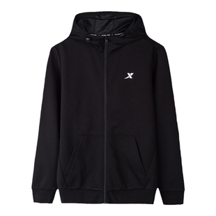 特步外套男连帽开衫卫衣正品运动衣官方旗舰男装春秋男款夹克秋装