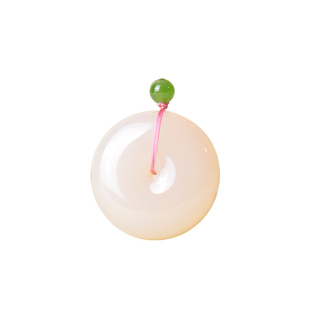 凤飞凰和田玉藕粉平安扣吊坠女款玉坠天然玉石项链儿童挂件女0835