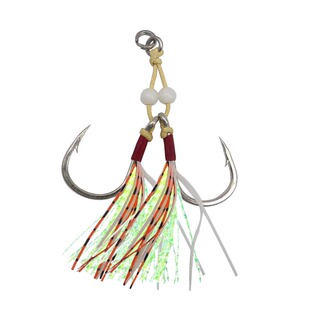 海钓夜光铁板双钩章红金枪路亚饵辅助双钩凯夫拉线绑钩慢摇快抽钩