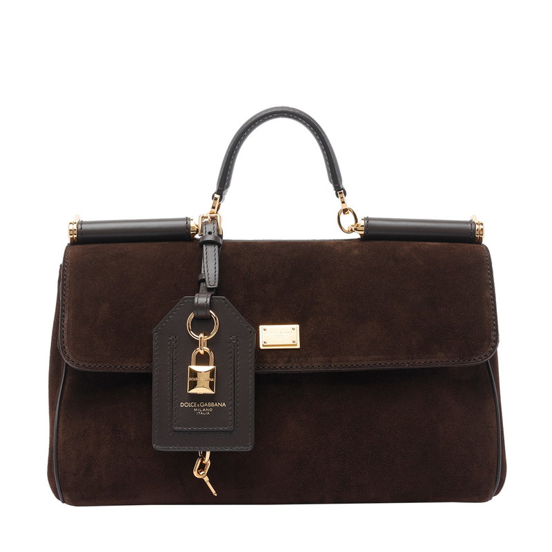DOLCE & GABBANA 女士my sicily棕色麂皮提包DG 26秋冬意大利代购