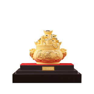 大明铜匠绒沙金聚宝盆摆件招财聚财客厅装饰玄关开业乔迁新居礼物