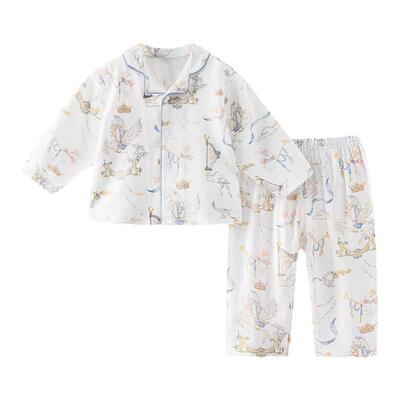 【天竹纱布】宝宝睡衣套装春夏竹棉长袖婴儿空调服夏季儿童家居服