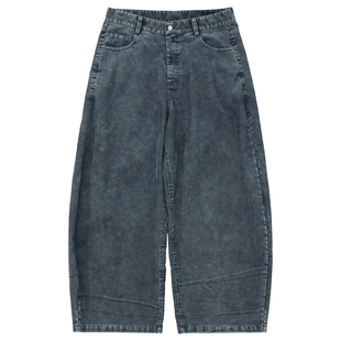 Mentmate 25AW 水洗复古仿牛仔灯芯绒茧型休闲裤男 弯刀剪裁长裤