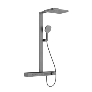 枪灰色5功能花洒套装浴室增压冷热水置物架平台大淋浴器钢琴沐浴