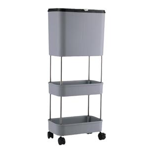 厨房垃圾桶免弯腰家用多层高脚带盖移动大号容量干湿分离内桶挂式