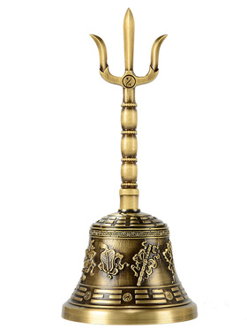 青铜三叉铃雕花三清铃摆件