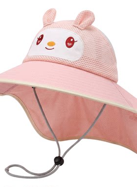 稻草人儿童空顶大檐防晒护颈帽