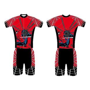 蜘蛛侠速滑服夏季儿童透气短袖连体紧身训练服裤短道骑行服轮滑服