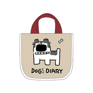 尼睿x吃盐的鱼 可爱小狗手提包卡通印花帆布包通勤便当包妈咪包女