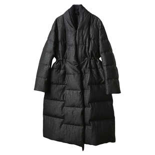 丝艺90白鹅绒中长款羽绒服100%桑蚕丝香云纱防风保暖外套加厚冬装