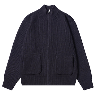 黑色立领针织开衫毛衣男新款春秋季休闲宽松拉链针织衫外套内搭