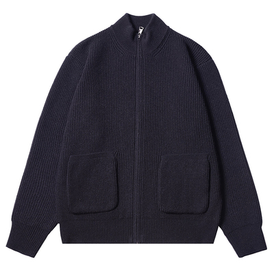 黑色立领针织开衫毛衣男新款秋冬季保暖宽松拉链针织衫外套内搭