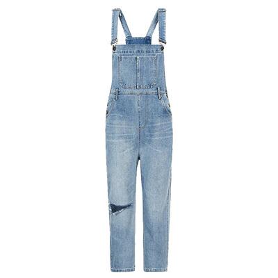 s.deer个性水洗背带牛仔长裤