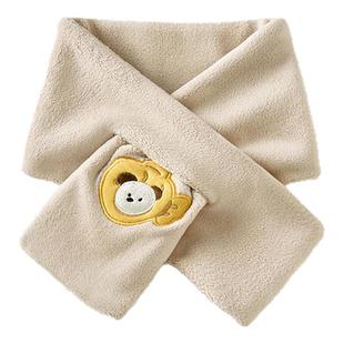 童泰宝宝围巾春秋季儿童围脖男童女童外出双面摇粒绒保暖防风脖套